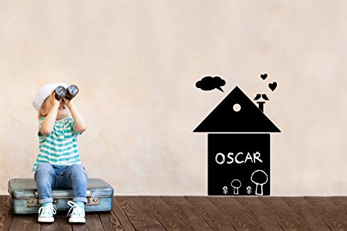 Vinilo infantil de pizarra decorativo para dibujar | Adhesivo para escribir con tiza, de color negro. Modelo: Casa 42 x 60 cms