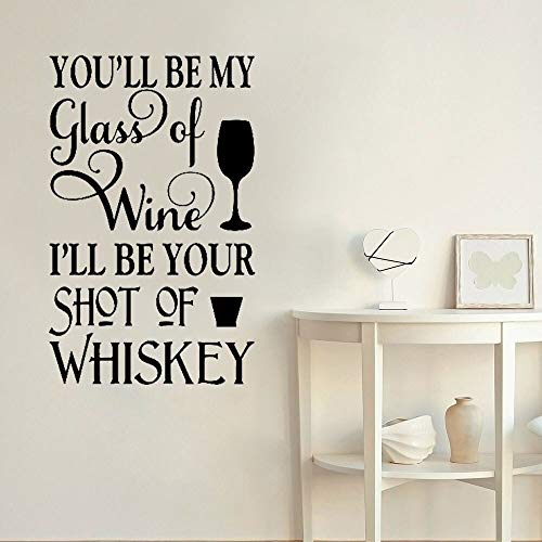 Vinilos decorativos para bares, tú serás mi copa de vino y yo seré tu vinilo adhesivo mural romántico para vitrinas
