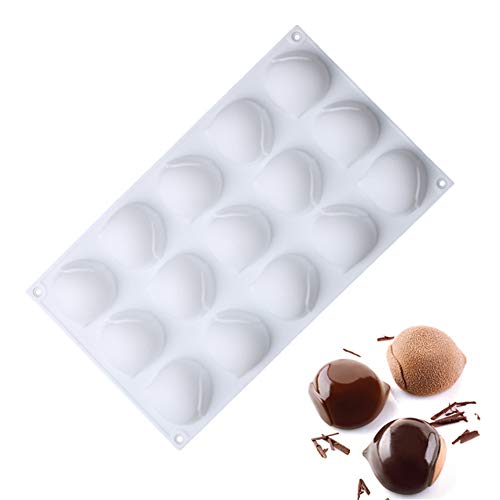 VIONNPPT - Moldes de Silicona en 3D con Forma de Avellana, 15 Huecos, para decoración de Pasteles, Pasteles, postres franceses, Pasteles, Hornear Cupcakes, Molde de Mousse