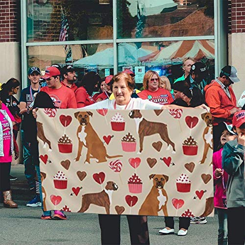 Viplili Banderas Boxer Dog Valentines Love Cupcakes Flag 3x5 FT Garden Flag Tough The Strongest, Longest Lasting Flag National Flag Outdoor Flags