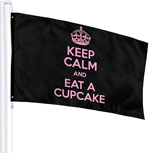 Viplili Banderas Seasonal Keep Calm and Eat Cupcake Garden Flag, Game Flag - 3 X 5 Ft