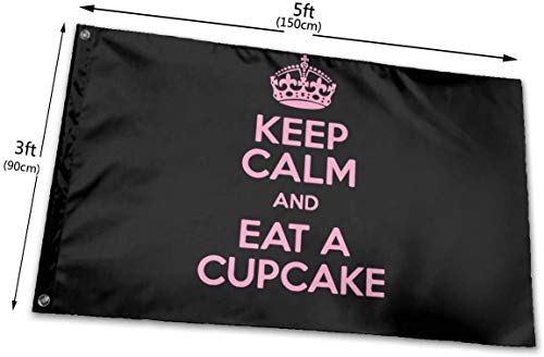 Viplili Banderas Seasonal Keep Calm and Eat Cupcake Garden Flag, Game Flag - 3 X 5 Ft
