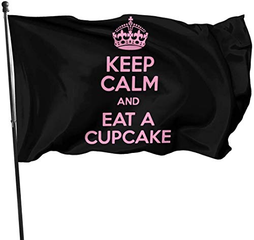 Viplili Banderas Seasonal Keep Calm and Eat Cupcake Garden Flag, Game Flag - 3 X 5 Ft