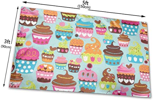 Viplili Banderas Turquoise Sweet Treats Cupcake Compression Flag 3x5 FT Garden Flag Tough The Strongest, Longest Lasting Flag National Flag Outdoor Flags