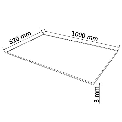 Vislone Cristal Cuadrado Tablero de Mesa Templado de Cristal para Mantener Superficie de Mesas de Comedor Mesas de Café Mesas de Jardín Negro 1000x620mm