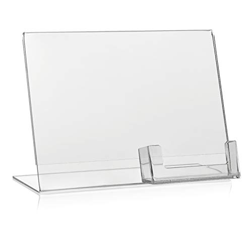 VITAdisplays - Expositor de Publicidad con Compartimento para Tarjetas de Visita, plexiglás, Transparente, DIN A5 + Visera, 2