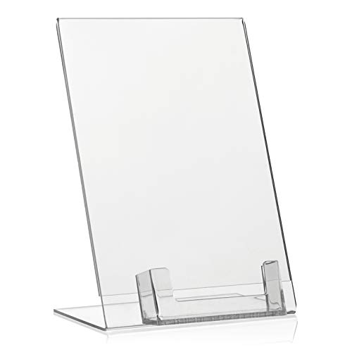 VITAdisplays - Expositor de Publicidad con Compartimento para Tarjetas de Visita, plexiglás, Transparente, DIN A5 + Visera, 2