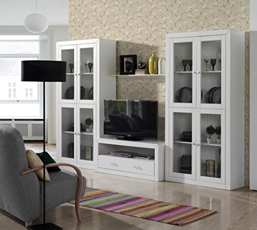 Vitrina 4 Puertas 200X100X37, Fabricada Madera Pino Maciza Y MDF
