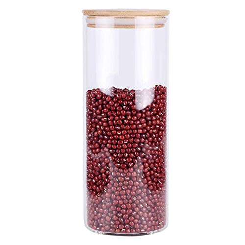 VIVILINEN Tarros de Almacenamiento de Cristal con Hermético Tapa de Bambú, Recipientes Organizador Grande para Conservar Alimentos Té,Café,Azúca,Harina,Pasta (1800ml)