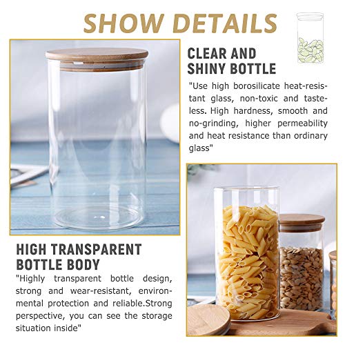 VIVILINEN Tarros de Almacenamiento de Cristal con Hermético Tapa de Bambú, Recipientes Organizador Grande para Conservar Alimentos Té,Café,Azúca,Harina,Pasta (1800ml)