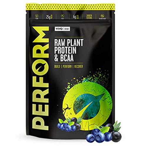 Vivo Life Realizar Polvo De Proteína Crudivegana. Guisante Y Cáñamo Mezclan Con Bcaa 910g 910g Acai and blueberry