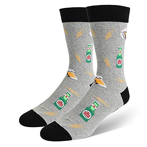 VJGOAL Unisex moda casual creativo divertido pie impresión de la letra calcetines calcetines de tubo medio(Un tamaño,Gris)