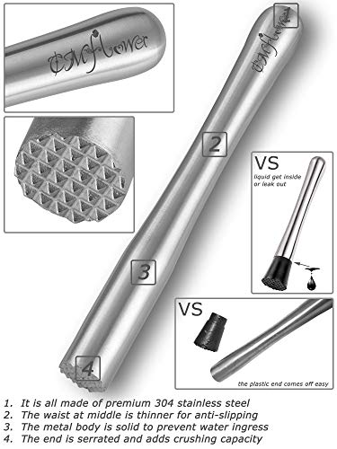 VKING Mortero Mano Para Cócteles De Madera 19.5cm Mortero De La Barra Molde Para Productos De Madera Cóctel-mano De Mortero Mortero Mojita