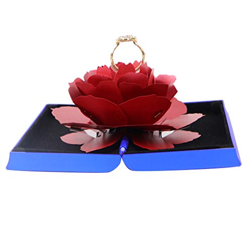 Vkospy Anillo Día de San Valentín de visualización de Almacenamiento de Flores Caja Plegable de diseño de Gama Alta Caja de Anillo de Contrato del Aniversario