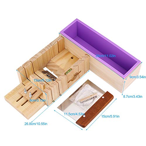 Vobor Jabón de Silicona Moldes-Rectangular Rectangular Jabón Molde Kit Caja de Madera Fabricante de la Torta Cortador Cortadora Cortadora Máquina de Hacer