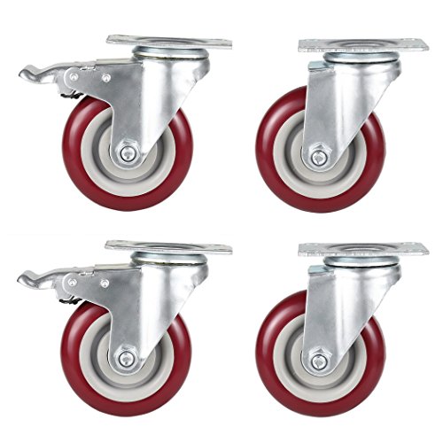 Voluker Set de 4 Ruedas Giratorias para Muebles con Freno, 100mm Ruedas Pivotantes Ruedas, Capacidad de carga máxima 400 KG
