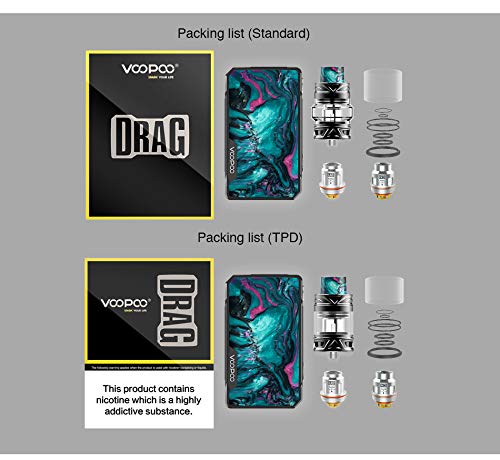 Voopoo Drag 2 Starter kit, Cigarrillo Electrónico Kit Vapor eCig Chips FIT-Modo 177W Box Mod Atomizador Uforce T2 Tank 5ml - Sin Nicotina y Sin E-líquido (B-aurora)
