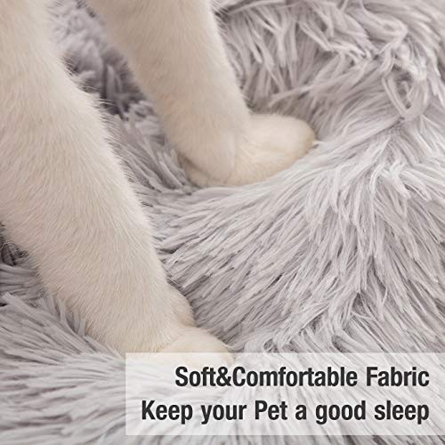 Voqeen Cama de peluche para perro con donut de peluche redonda y cálida para perrito suave, cojín para sofá, gato, color rojo vino