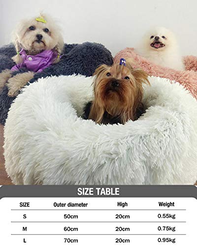 Voqeen Cama de peluche para perro con donut de peluche redonda y cálida para perrito suave, cojín para sofá, gato, color rojo vino