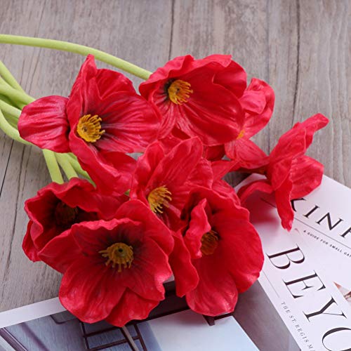 VORCOOL 9 Piezas de Flores Artificiales de artesanía Flor de Amapola Somnus para la decoración de Navidad en casa (Rojo)