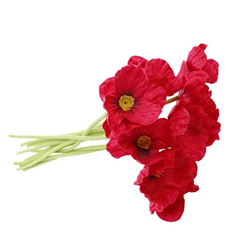 VORCOOL 9 Piezas de Flores Artificiales de artesanía Flor de Amapola Somnus para la decoración de Navidad en casa (Rojo)