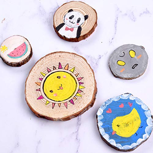VORCOOL Discos de Madera Redondos Rebanadas de Madera Troncos de Madera Rodajas de Madera para Manualidades DIY Artesanía (100pcs 1.5-3CM)