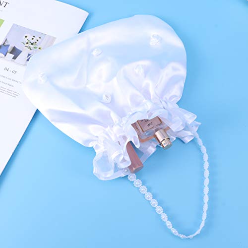 VORCOOL novia dama blanco satinado Flores Dolly bolsa bolso de mano