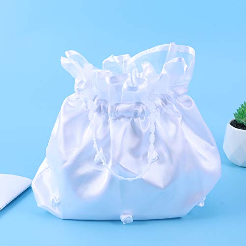VORCOOL novia dama blanco satinado Flores Dolly bolsa bolso de mano