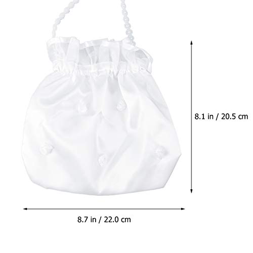VORCOOL novia dama blanco satinado Flores Dolly bolsa bolso de mano