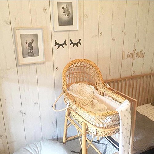 VORCOOL Sleepy Eyes Eyelash madera etiqueta de la pared Kids Children Room Decor dormitorio fondo 1 par (negro)