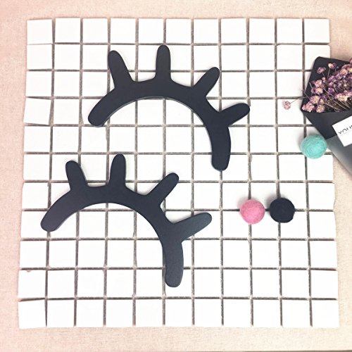 VORCOOL Sleepy Eyes Eyelash madera etiqueta de la pared Kids Children Room Decor dormitorio fondo 1 par (negro)