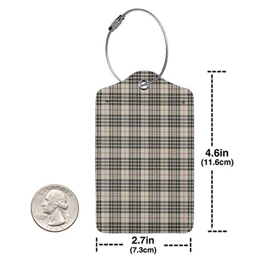 VORMOR Etiquetas para Equipaje,Vintage Tartan British Heráldica Imprimir,2 Piezas Etiquetas de Equipaje de Viaje Etiquetas de Identificación de la Maleta para Maletas,Mochila