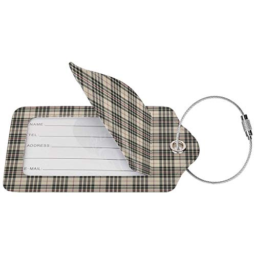VORMOR Etiquetas para Equipaje,Vintage Tartan British Heráldica Imprimir,2 Piezas Etiquetas de Equipaje de Viaje Etiquetas de Identificación de la Maleta para Maletas,Mochila