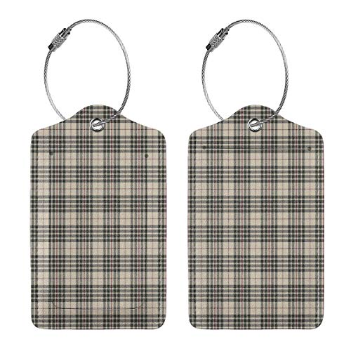 VORMOR Etiquetas para Equipaje,Vintage Tartan British Heráldica Imprimir,2 Piezas Etiquetas de Equipaje de Viaje Etiquetas de Identificación de la Maleta para Maletas,Mochila