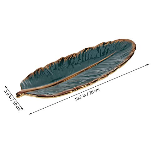 VOSAREA Bandeja de cerámica Bandeja de Plato de Hoja de plátano Plato Decorativo