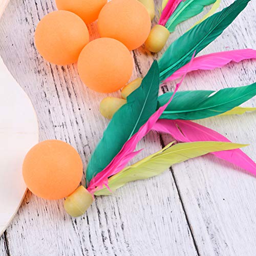 Vosarea Raqueta de bádminton para Playa, Tiro al Aire Libre, Juego de Raqueta para Adultos, niños, Juego Familiar, bádminton, Tenis, pingpong (5 Bombillas, 5 Bolas de Rebote, Color Aleatorio)