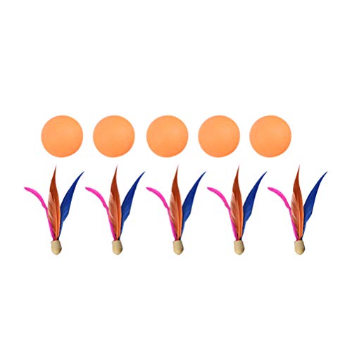 Vosarea Raqueta de bádminton para Playa, Tiro al Aire Libre, Juego de Raqueta para Adultos, niños, Juego Familiar, bádminton, Tenis, pingpong (5 Bombillas, 5 Bolas de Rebote, Color Aleatorio)