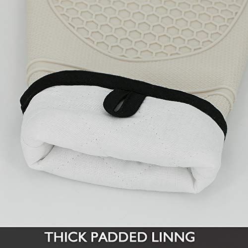 Vou Tiger - Guantes de Silicona para Horno, Guantes Flexibles para Horno Resistentes al Calor, Guantes de Cocina Impermeables para cocinar a la Parrilla, 1 par, Color Blanco