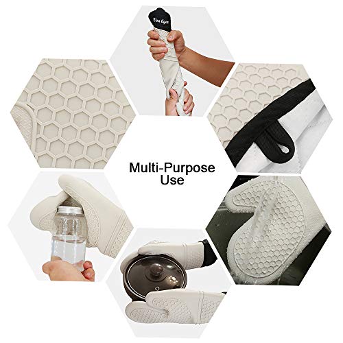 Vou Tiger - Guantes de Silicona para Horno, Guantes Flexibles para Horno Resistentes al Calor, Guantes de Cocina Impermeables para cocinar a la Parrilla, 1 par, Color Blanco