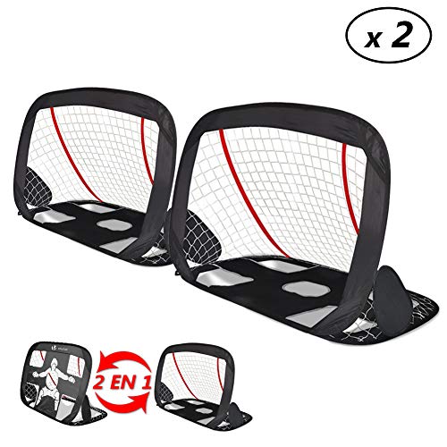 VOUNOT 2 Porterías de Fútbol para Niños Plegables, 2 en 1 para Juegos de Fútbol y Entrenamiento, 120 x 80 x 80 cm