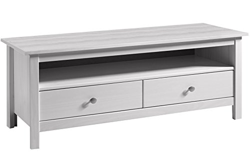VS Venta-stock Mueble TV Betty 2 Cajones, Madera Maciza, Color Blanco capado
