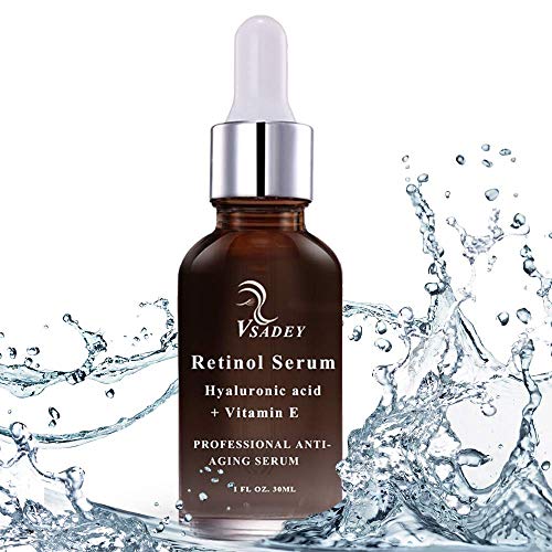 Vsadey Serum con Retinol Cara de 2,5% con ácido hialurónico vitamina E suero Antiarrugas antienvejecimiento para la piel. Mejora los bolsillos debajo del suero para los ojos 30ml