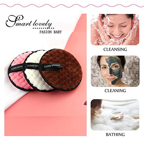 Vtrem 3Pcs Almohadillas De Limpieza Lavables Algodón Esponja Lavable Toallitas De Limpieza Facial Paño De Lavado Cuidado De La Piel Reutilizable