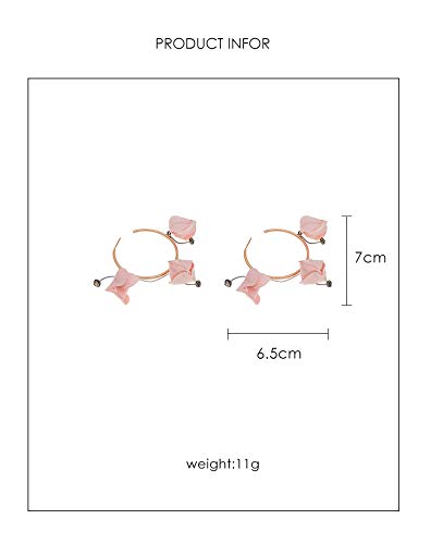 VTYILES Pendientes De Anillo De Flores Temperamento Femenino Personalidad Hipster Moda Pétalo Simple Dulce Pequeño Pendientes Femeninos Frescos   C1129-Cremoso-Blanco