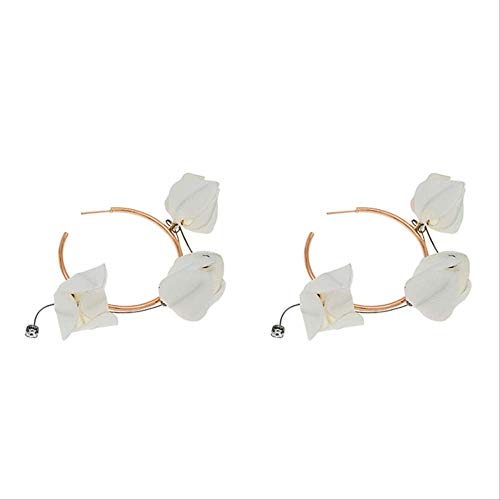 VTYILES Pendientes De Anillo De Flores Temperamento Femenino Personalidad Hipster Moda Pétalo Simple Dulce Pequeño Pendientes Femeninos Frescos   C1129-Cremoso-Blanco