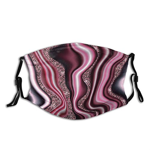 VTYOSQ Pasamontañas Rosa y Gris marmoleado sin Costuras con Filtro de Polvo Mas Bandana anticontaminación Cubre la Cara Orejeras