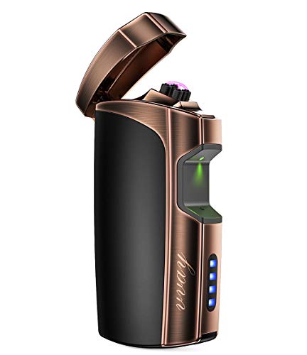 VVAY Mechero Electrico Doble Arco USB Recargable, Encendedor Electronico Plasma, Antiviento (Negro)