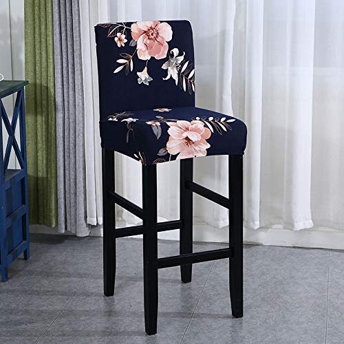 VvXx Fundas para Sillas, Extraíble Lavable Flor Azul Marino Bar Taburete Sillas Fundas, Spandex Elástico Duradero Y Elástico, Protector De Silla para Comedor Bar Cafetería Tienda Wedding