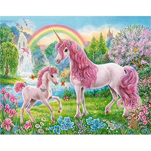 WACYDSD Puzzle 1000 Piezas Unicornio Rosa Juego De Rompecabezas Clásico Bricolaje Juguete De Madera Decoración para El Hogar