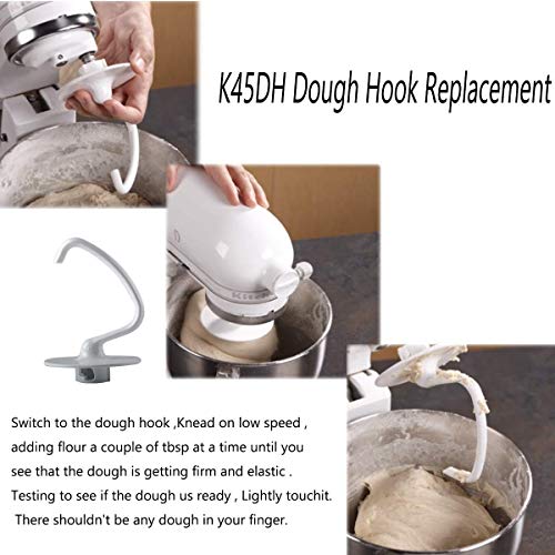 Wadoy K45DH - Gancho para amasar compatible con robot de cocina KitchenAid 4.5 QT KSM90 y K45
